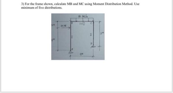 Solved 3) For the frame shown, calculate MB and MC using | Chegg.com