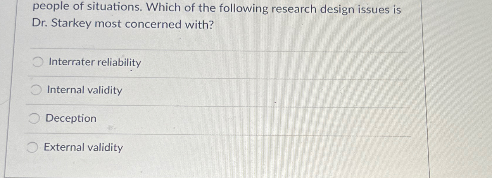 Solved people of situations. Which of the following research | Chegg.com