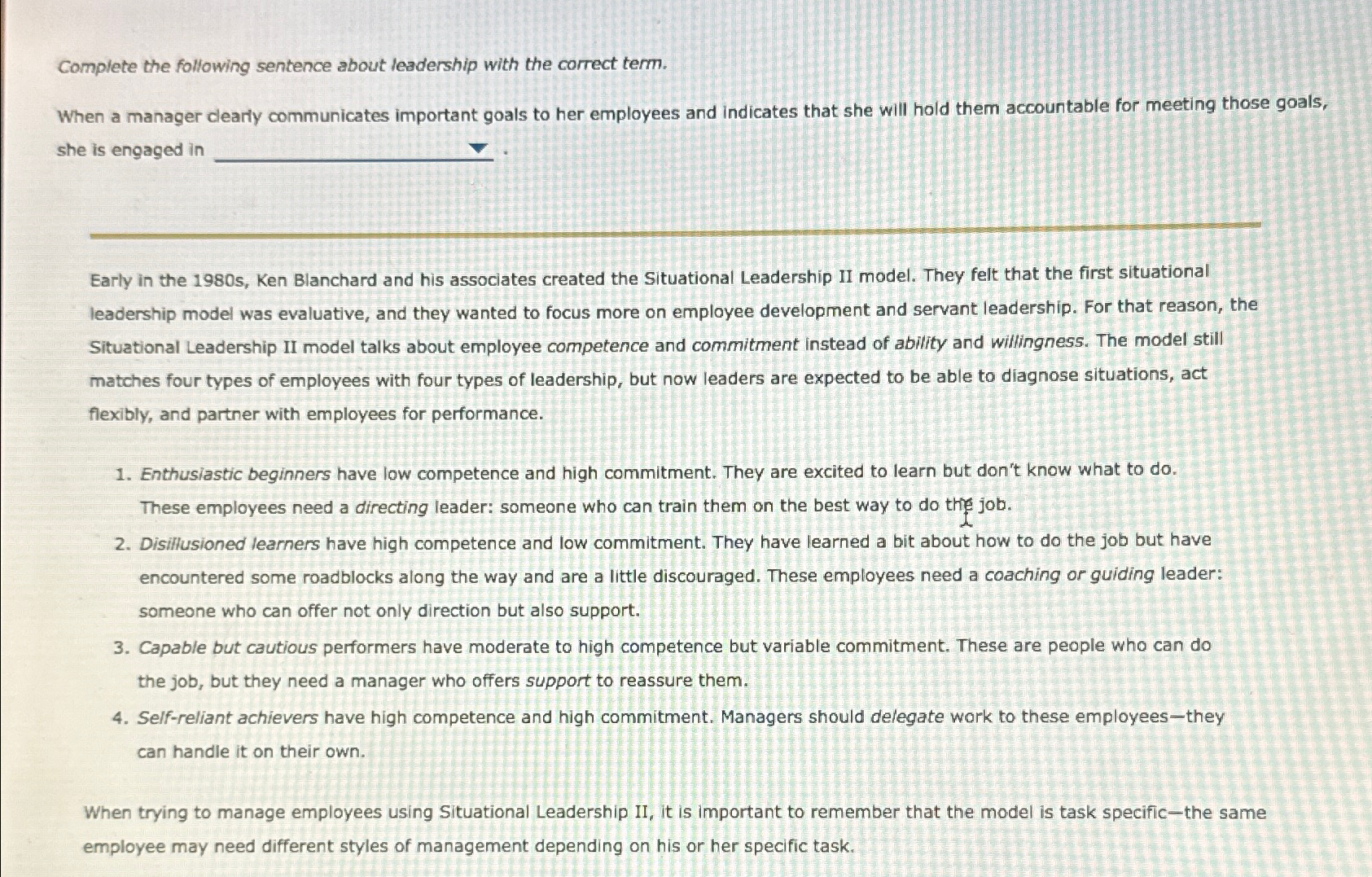 Solved Complete the following sentence about leadership with | Chegg.com