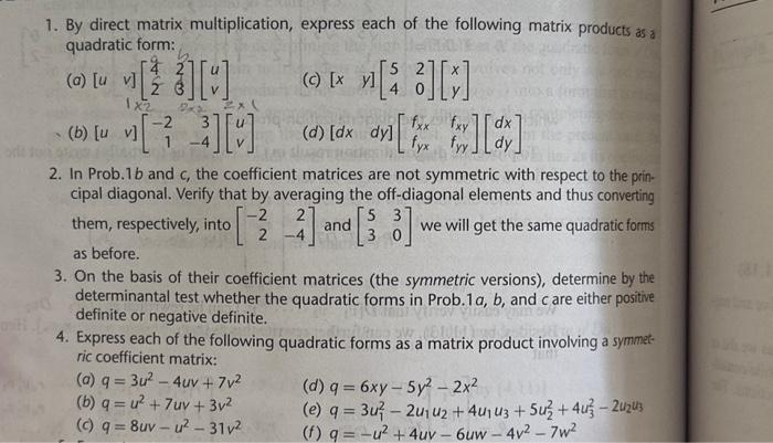 Solved 1. By direct matrix multiplication, express each of | Chegg.com
