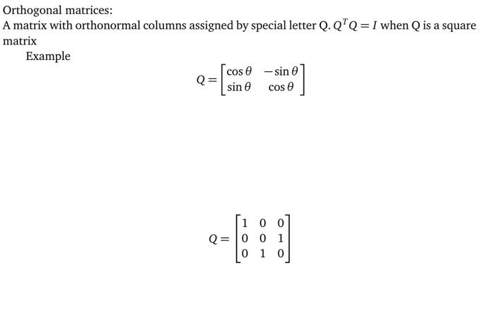 Orthogonal matrices: A matrix with orthonormal | Chegg.com