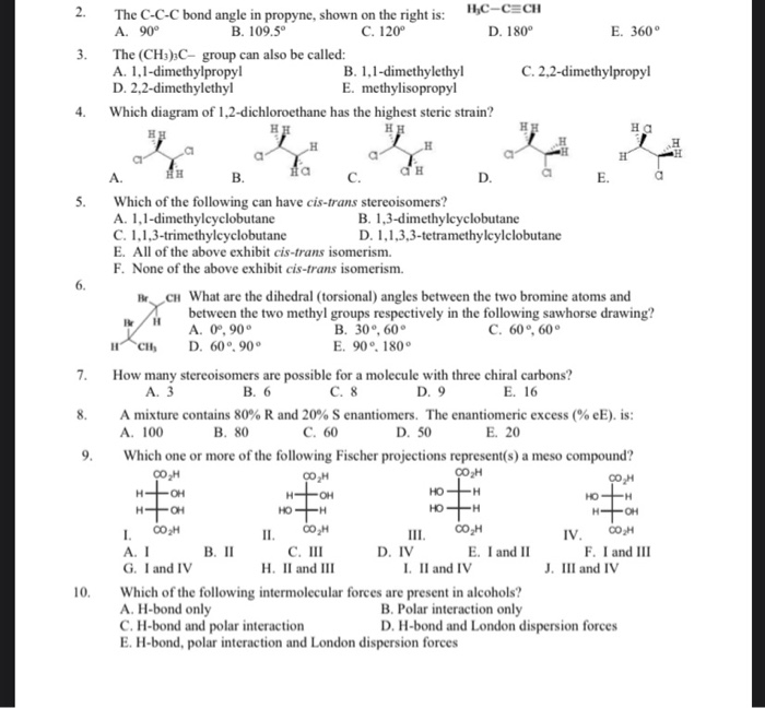 Solved 2. The C-c-c Bond Angle In Propyne, Shown On The 