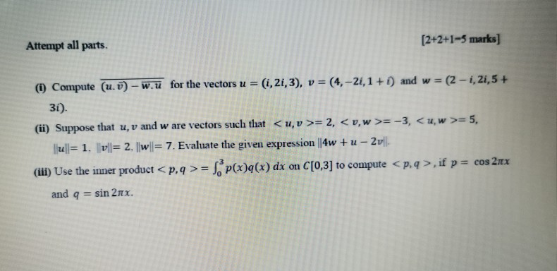 Solved Attempt All Parts 2 2 1 5 Marks 1 Compute U Chegg Com