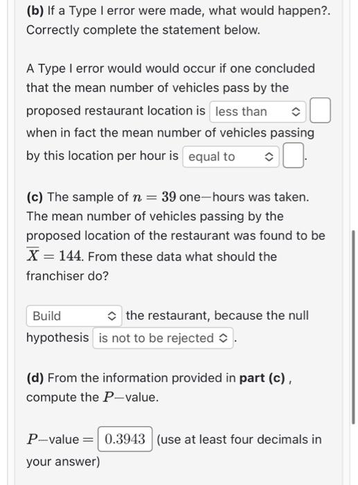 (b) If A Type I Error Were Made, What Would Happen? | Chegg.com