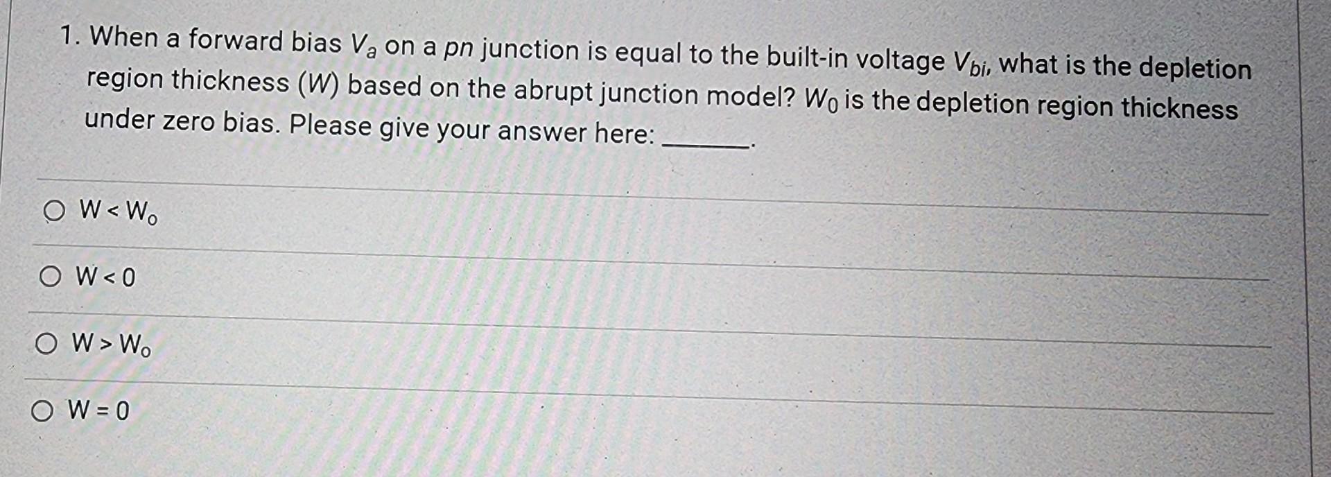 Solved 1. When a forward bias Va on a pn junction is equal | Chegg.com