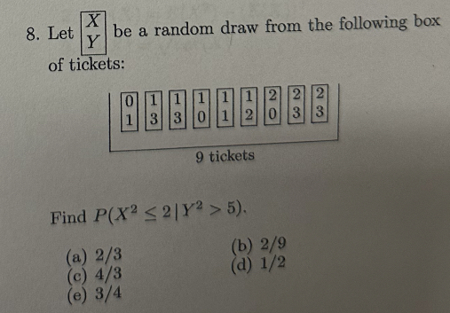 Let [:[x],[Y]} ﻿be a random draw from the following | Chegg.com