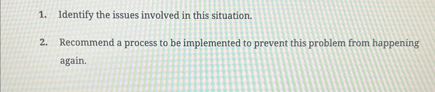 Solved Identify the issues involved in this | Chegg.com