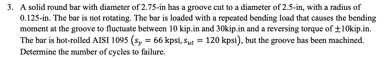 Solved A solid round bar with diameter of 2.75 -in has a | Chegg.com