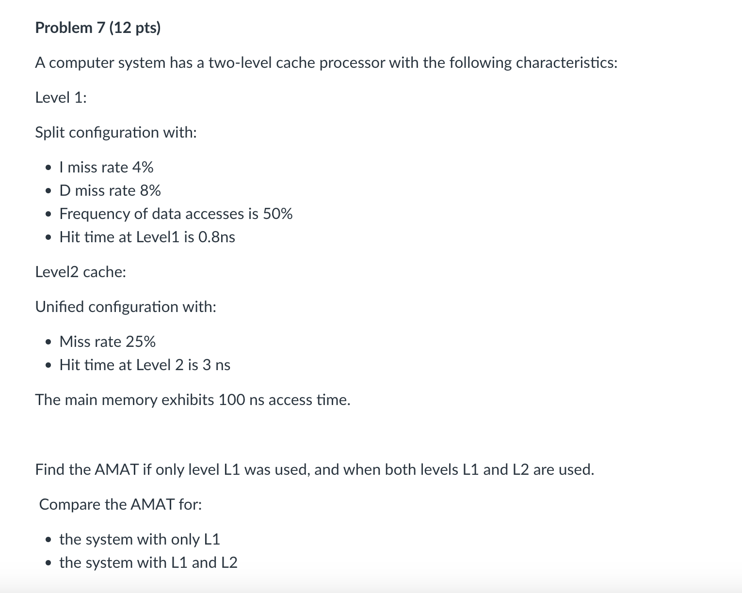 Solved Problem 7 (12 ﻿pts)A computer system has a two-level | Chegg.com