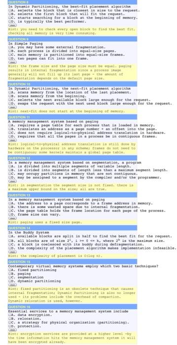 Solved QUESTIONS Main memory in a multitasking system is | Chegg.com