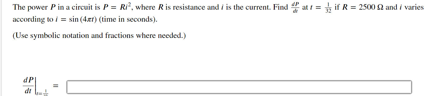 Solved The power P ﻿in a circuit is P=Ri2, ﻿where R ﻿is | Chegg.com