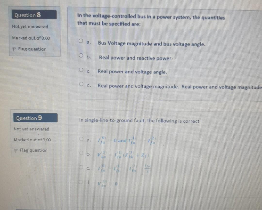 Solved Question 8 In the voltagecontrolled bus in a power