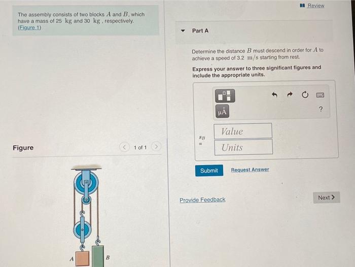 Solved U Review The Assembly Consists Of Two Blocks A And B | Chegg.com