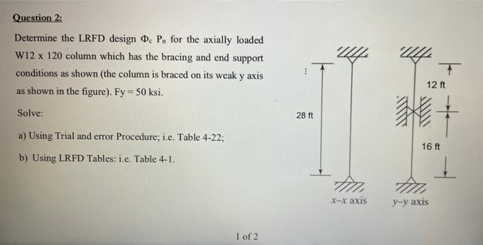 Solved Question 2: Determine The LRFD Design O. P. For The | Chegg.com