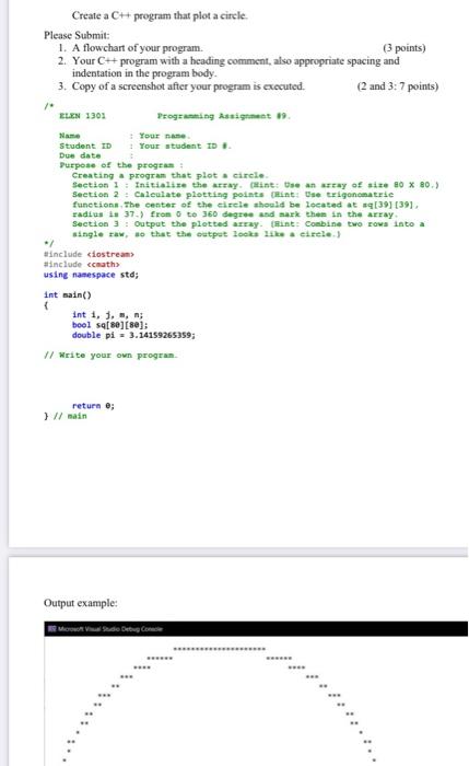 Solved Create a C++ program that plot a circle. Please | Chegg.com