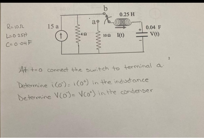Solved b. 0.25 H ao CO) 15 a al + R=102 L=0.25H C=0.04F ww | Chegg.com