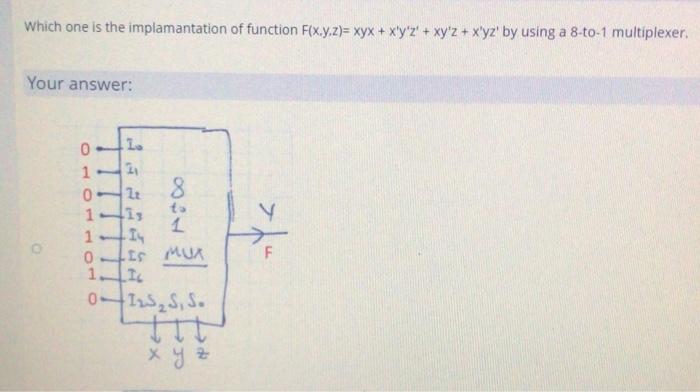 Xyz…. Solved Which one is the implamantation of function F(x.y.z