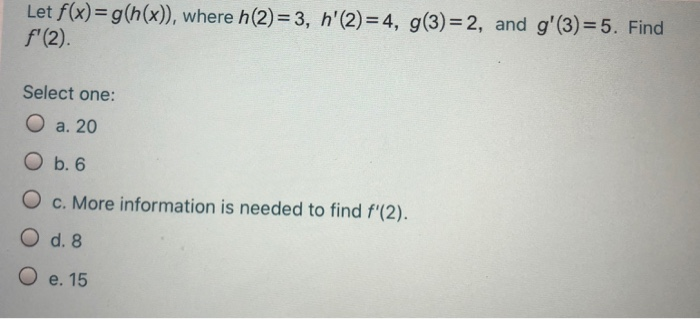 Solved Let F X G H X Where H 2 3 H 2 4 G 3 2 Chegg Com