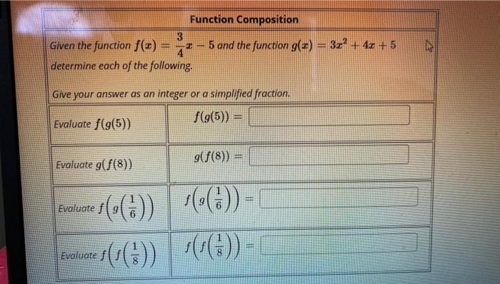 Solved Function Composition 3 Given the function f(x) 5 and | Chegg.com