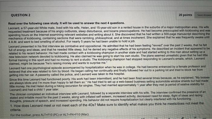 Solved QUESTION 2 20 points Save Answer Read over the | Chegg.com