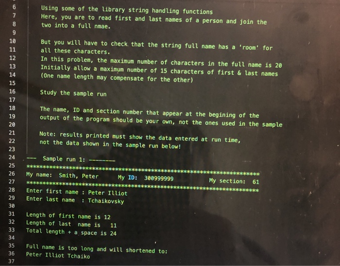Solved 6 Using some of the library string handling functions | Chegg.com