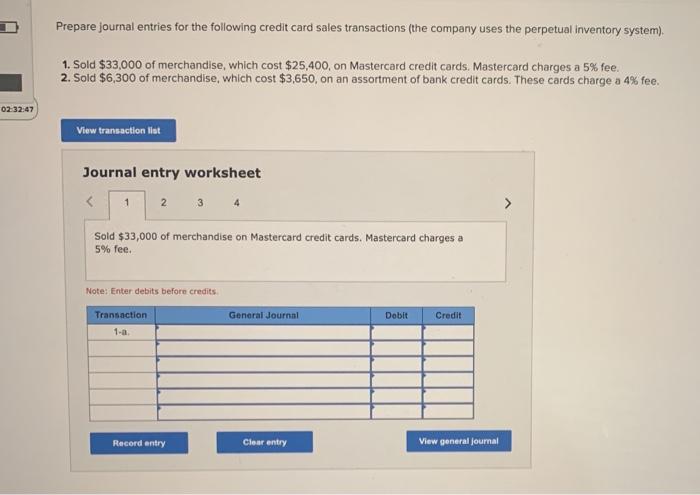 Solved Prepare journal entries for the following credit card 