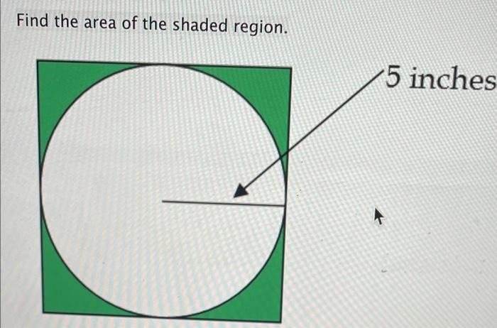 Solved Find the area of the shaded region. 5 inches | Chegg.com