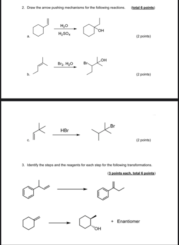 Solved Draw the arrow pushing mechanisms for the following | Chegg.com