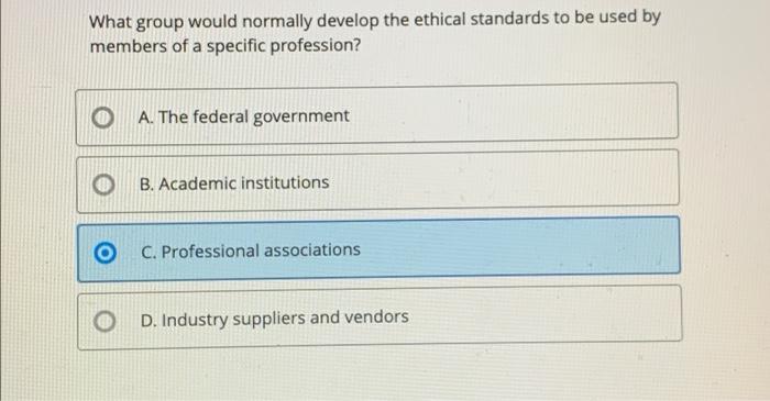 Solved What group would normally develop the ethical | Chegg.com