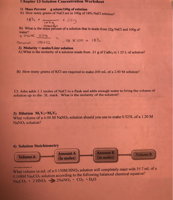 Solved Chapter 13 Solution Concentration Worksheet = 229 1)