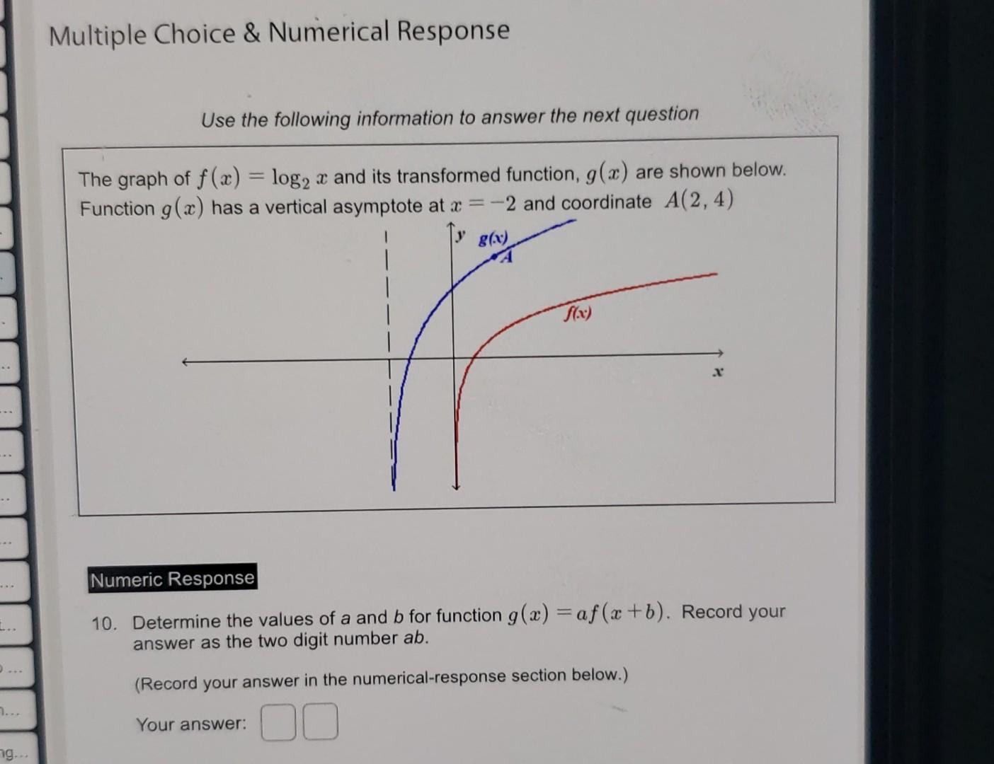 Solved Multiple Choice \& Numerical Response Use the | Chegg.com
