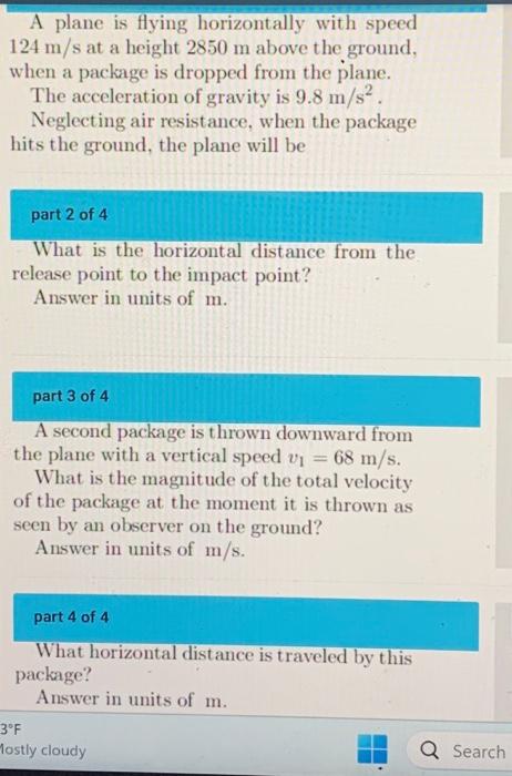 Solved part 2 of 4 What is the horizontal distance from the | Chegg.com