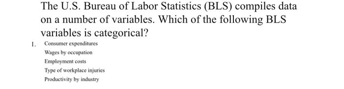 Solved The U.S. Bureau Of Labor Statistics (BLS) Compiles | Chegg.com