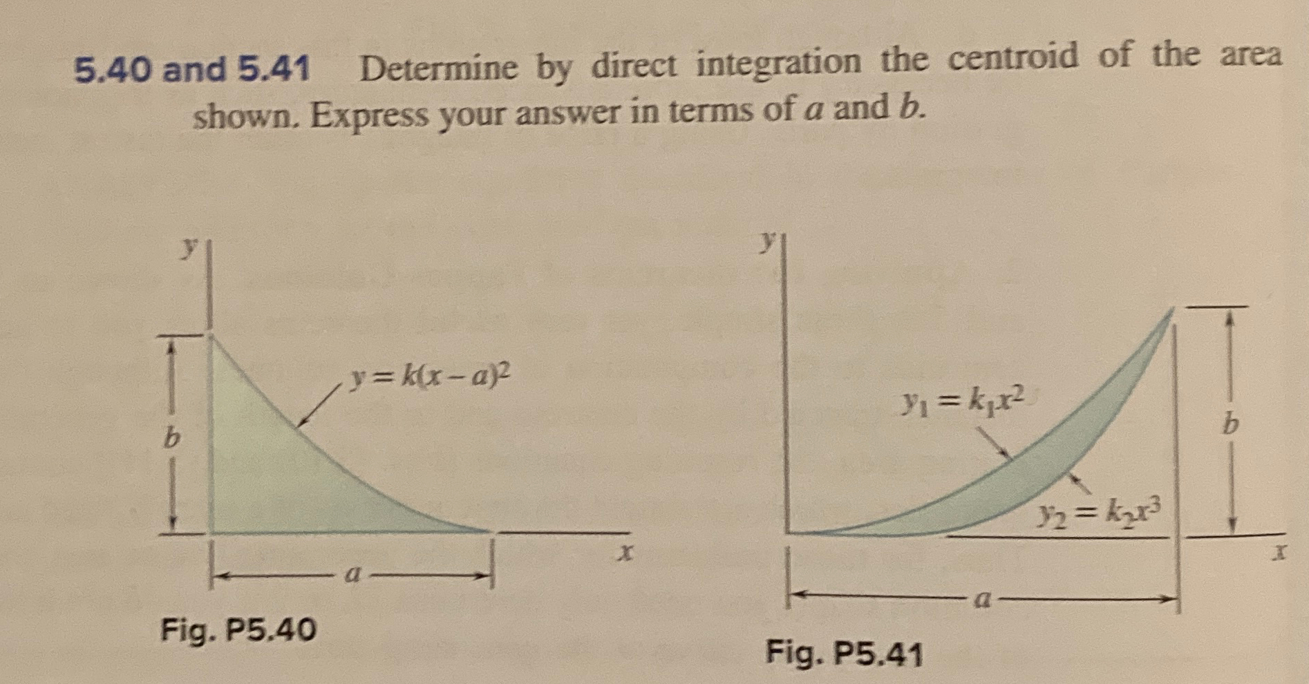 Solved 5.40 ﻿Determine by direct integration the centroid of | Chegg.com