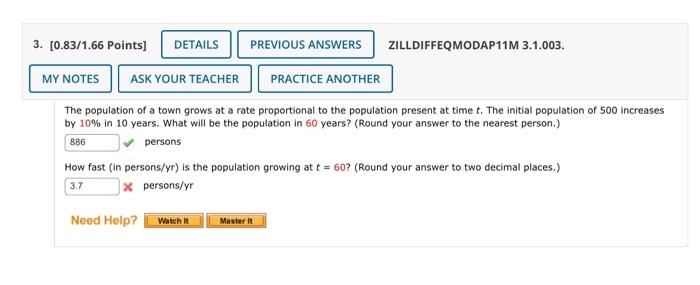 Solved The Population Of A Town Grows At A Rate Proportional