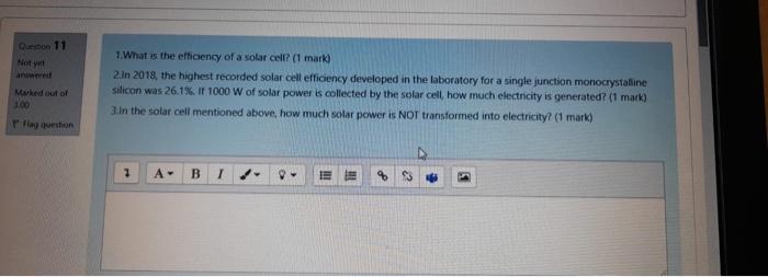 Solved Question 11 Naty 1. What is the efficiency of a solar | Chegg.com