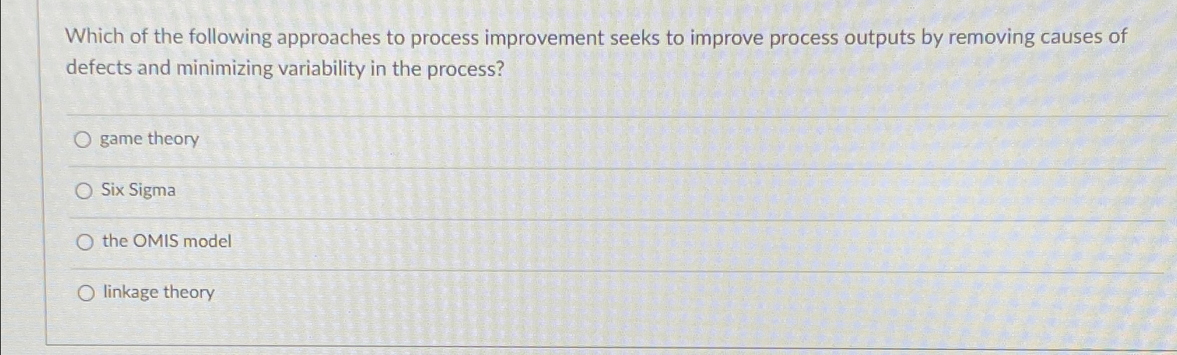 Solved Which of the following approaches to process | Chegg.com