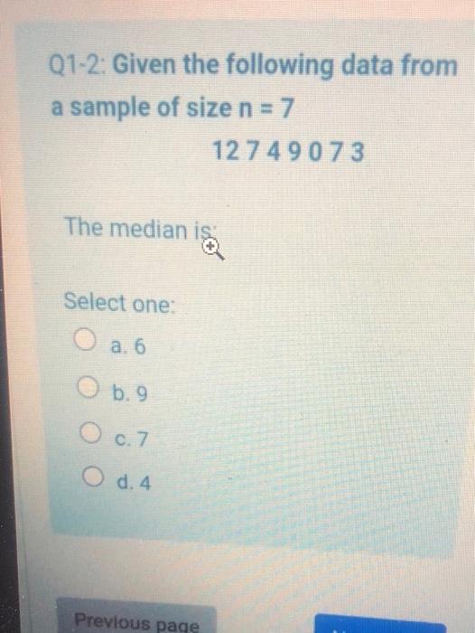 Solved Q1-2: Given the following data from a sample of size | Chegg.com