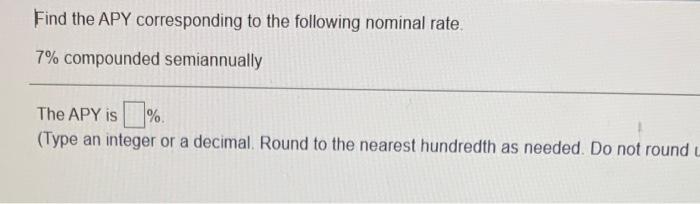 Solved Find the APY corresponding to the following nominal | Chegg.com