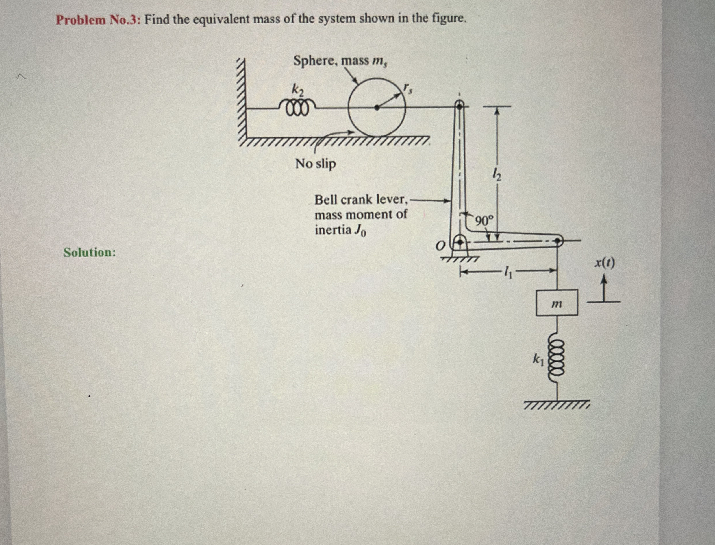 Solved Problem No.3: Find the equivalent mass of the system | Chegg.com