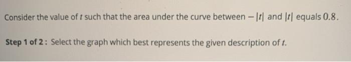 Solved Consider the value of t such that the area under the | Chegg.com