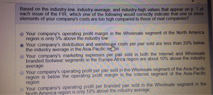 Based On The Industry Low Industry Average Solved Based on the industry-low, industry-average and | Chegg.com