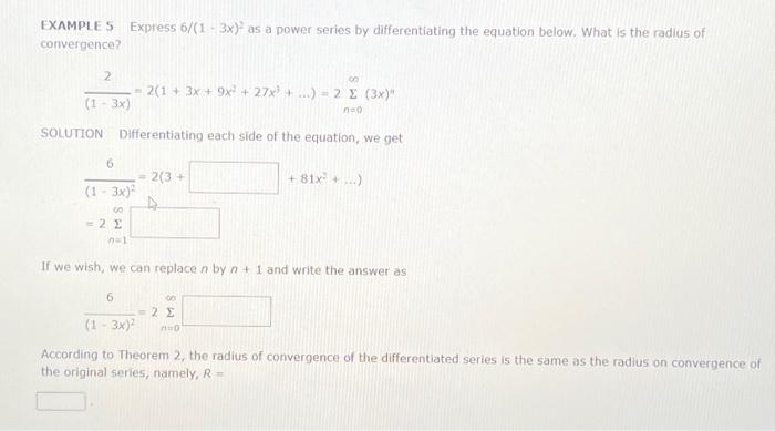 Solved Example 5 Express 6 (1−3x)2 As A Power Series By 