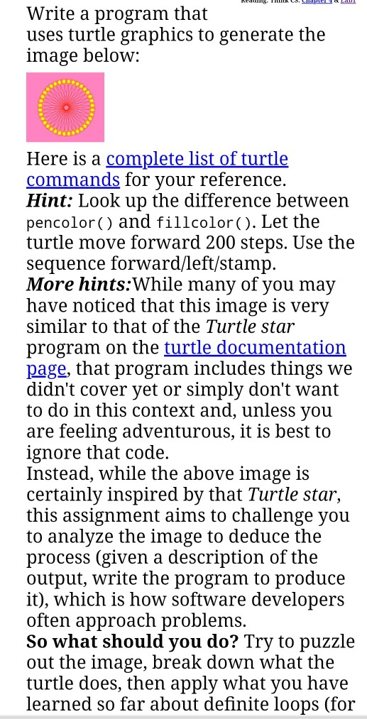 Write a program that uses turtle graphics to generate | Chegg.com