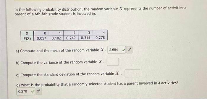 Solved In the following probability distribution, the random | Chegg.com