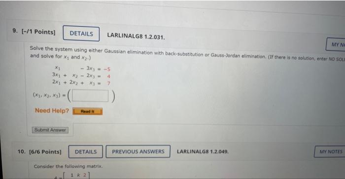 Solved Solve the system using either Gaussian elimination | Chegg.com