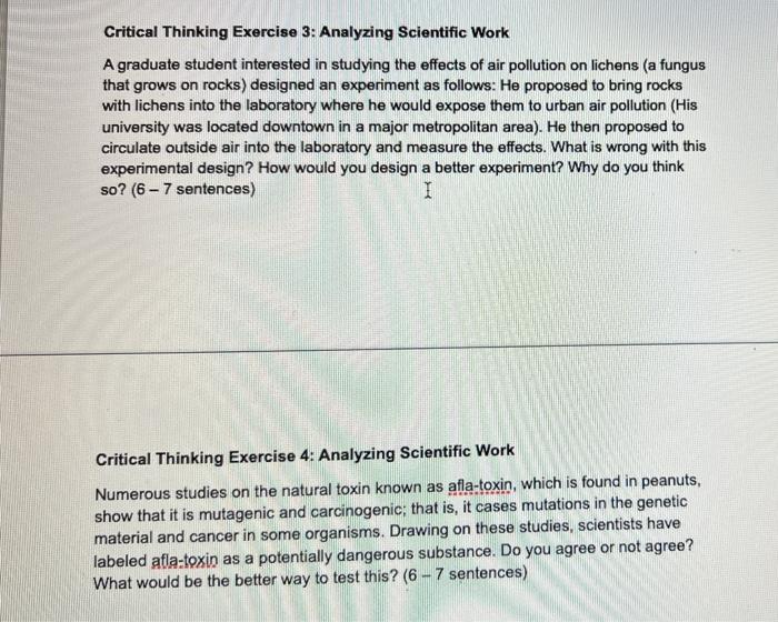 Solved Critical Thinking Exercise 3: Analyzing Scientific | Chegg.com