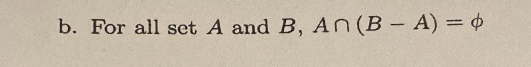 Solved B. ﻿For All Set A And B,A∩(B-A)=φ | Chegg.com