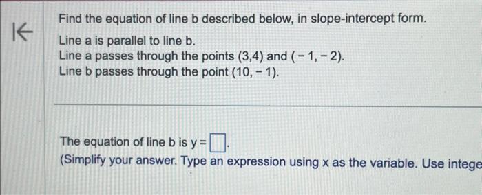 Solved Find The Equation Of Line B Described Below, In | Chegg.com