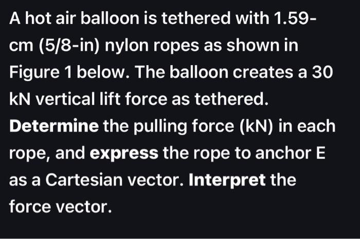 Solved A hot air balloon is tethered with 1.59- cm (5/8-in) | Chegg.com